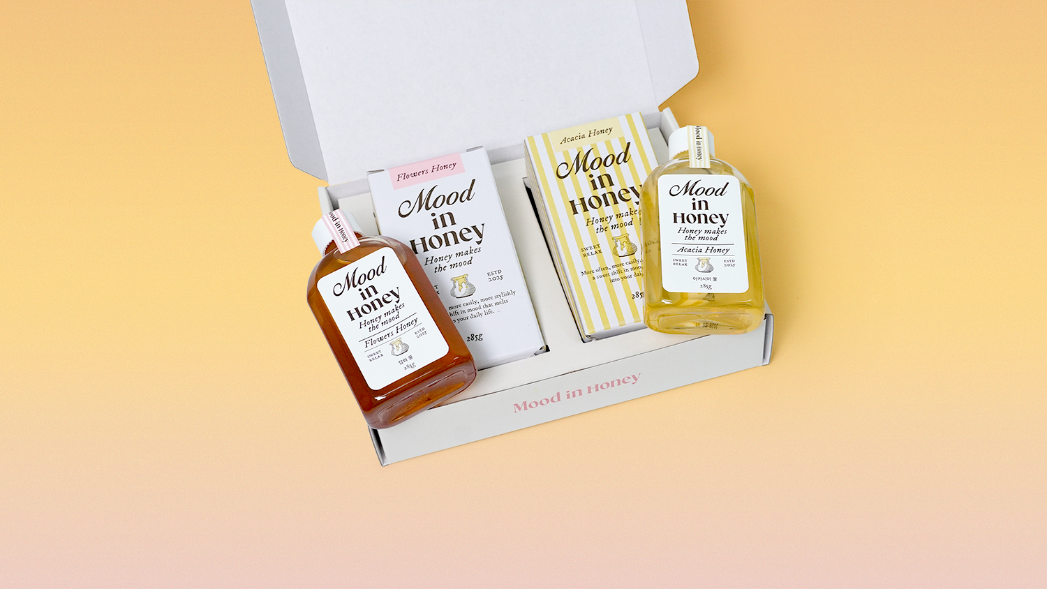 무드인허니 G형 골판지 박스 벌꿀 2개입 선물세트 내부